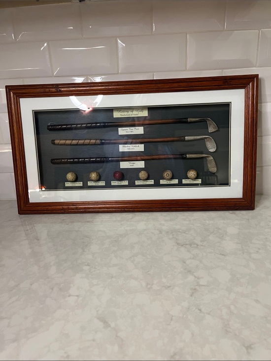Unbranded Other - Framed History of Golf Evolution of Clubs Irons Balls Shadow Box Display Vintage